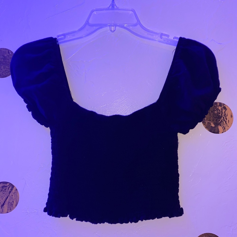 black smocked forever 21 top